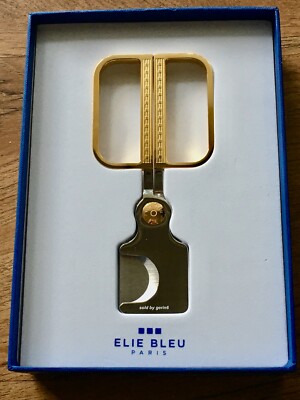 Elie Bleu Cigar Scissors / Cutter, Gold Marquetry Handles, EBC3003