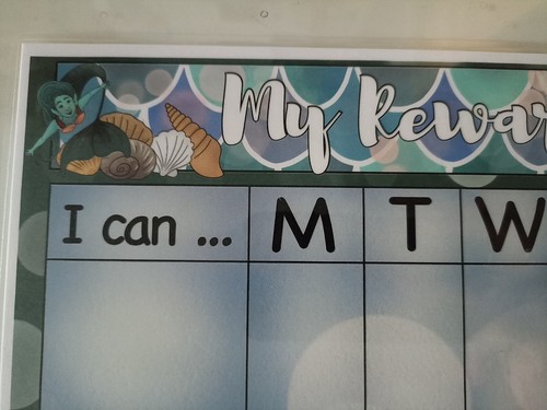 Handmade, A4, Children’s behaviour/Reward Chart, Mermaid, Laminated, wipe clean - Picture 5 of 6
