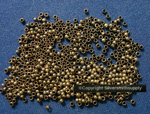 500 Crimps antique bronze plated 2x1mm round crimp beads bead findings FPS096B - Picture 3 of 3