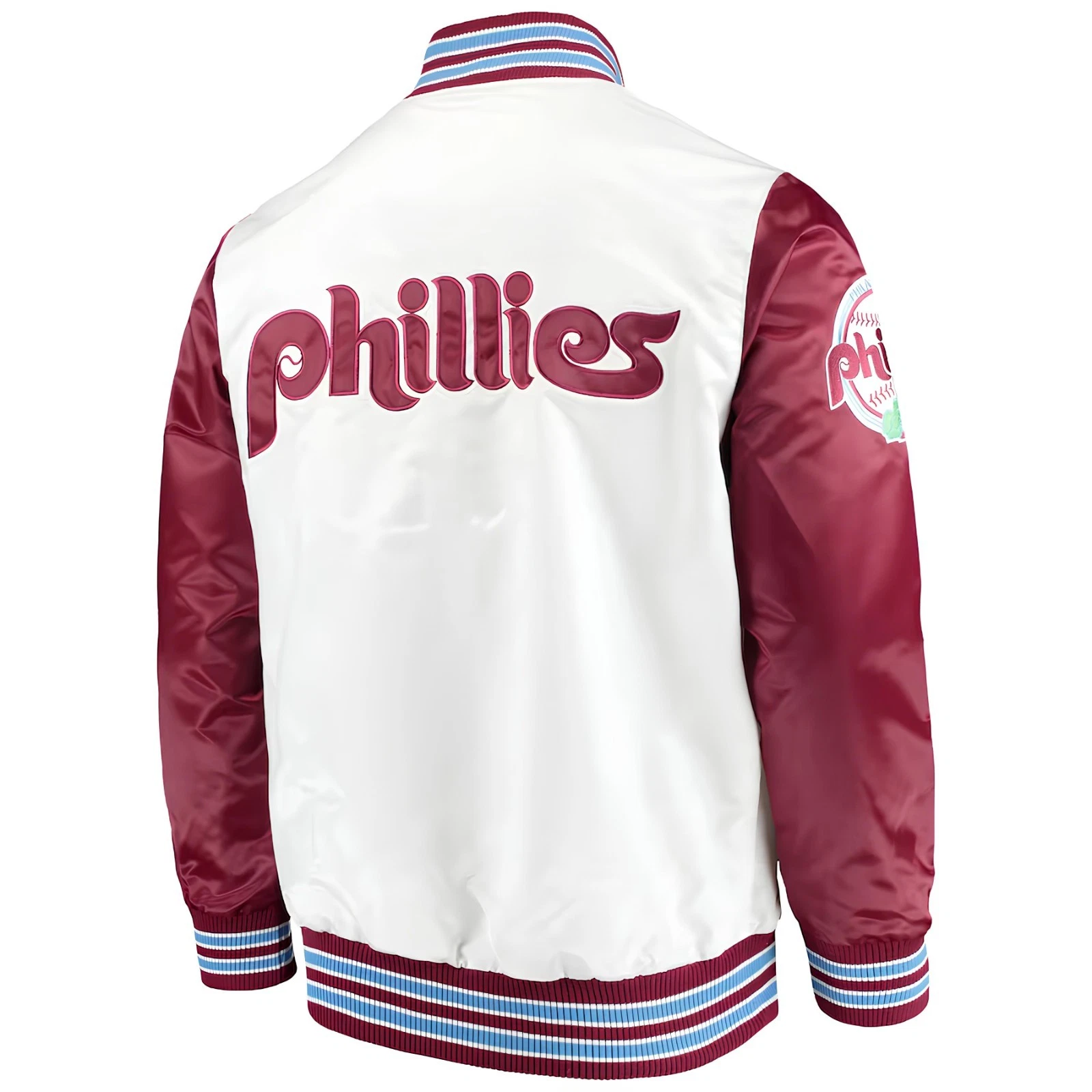 Philadelphia White Maroon Varsity Letterman Jacket Men  (Not Satin, Not Wool, Not Leather)