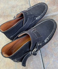 Quoddy handmade black suede leather shoes moccasins size 6