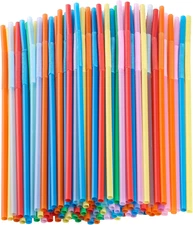 12.8Inch Disposabl Drinking Straws, Colorful Extra Long Flexible Bendy Party Str