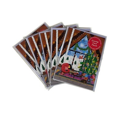 Galison Joy Laforme Cozy Cabin Greeting Card Puzzle Holiday Greeting Card 5 PACK