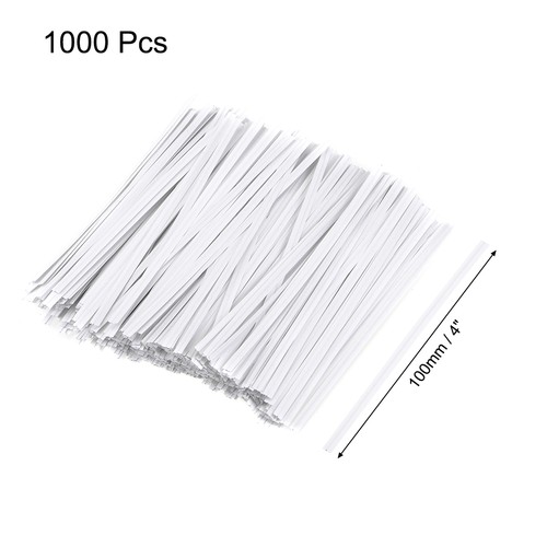 Long Strong Twist Ties 4 Inches Quality Kraft Closure Tie White 1000pcs - Afbeelding 2 van 4