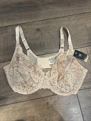 NWT Wacoal Women Bra 40 DD Beige Floral Arabesque Underwired Lace Bow Nude
