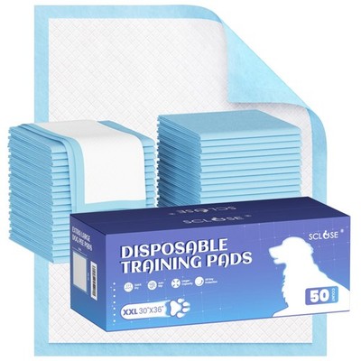 SCLOSE Disposable Dog Pee Pads XL 30x36, 50 Count Super Absorbent LeakProof