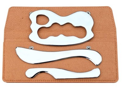 Gua Sha Massage Tool 3-Set Stainless Steel for Soft Tissue Therapy - Reduce