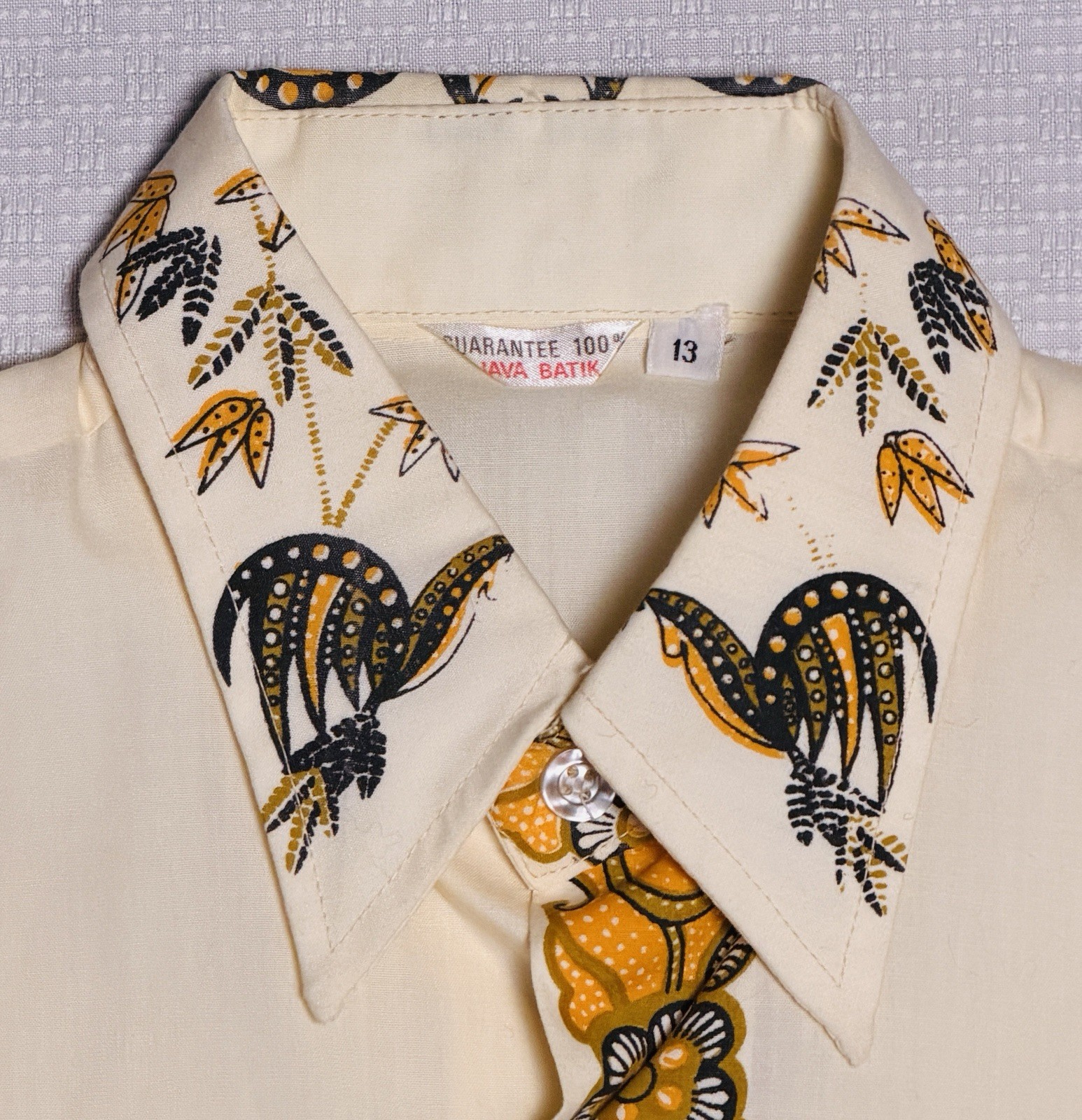 Vintage 50s Rayon Java Batik Shirt Pattern Button… - image 3