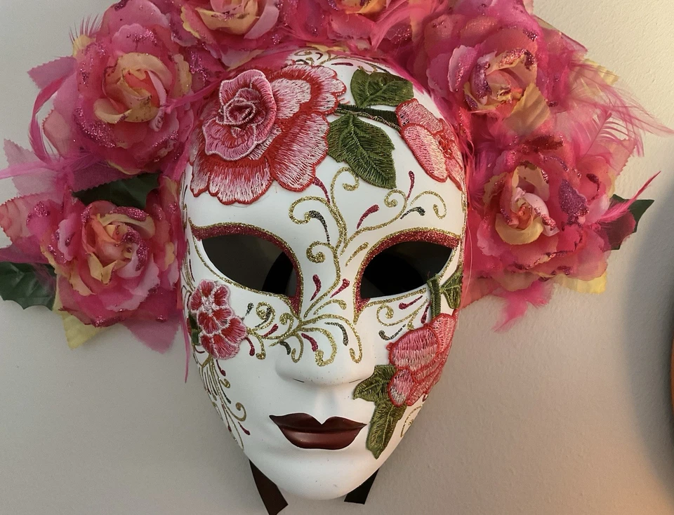 Pink Masquerade Mask, Day Of The Dead Mask. Halloween Mask. - Image 4 of 4