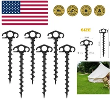 Tent Stakes Ground Anchors Screw in, 6 Pack Sand Stakes for Beach 9.4 Inch He...