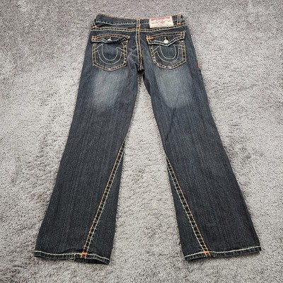 TRUE RELIGION Joey super T ブラックデニム　36 True Religion Jeans Men 36 (34x33) Black Flared Thick Stitch Denim