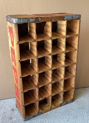 Vintage PEPSI COLA Wooden Crate Cedar Rapids, IA Farmhouse Decor Cubby Shelf