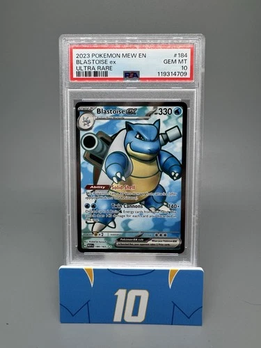 Blastoise EX Ultra Rare 151 2023 Mew-EN Card #184 PSA 10