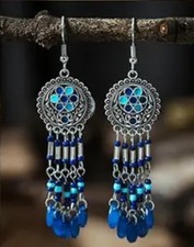 3.5 Beaded Bohemian Ethnic Retro Dangle Earring Set New Free Ship B371