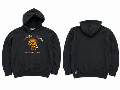 A Bathing Ape Baby Milo Black Pullover Hoodie Graphic Print Hooded Men