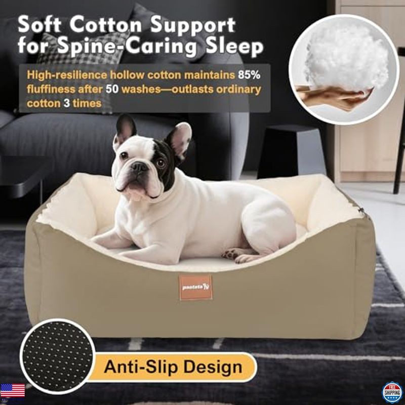 25" Calming Dog & Cat Bed - Plush Faux Fur for Medium & Small Pets, Washable