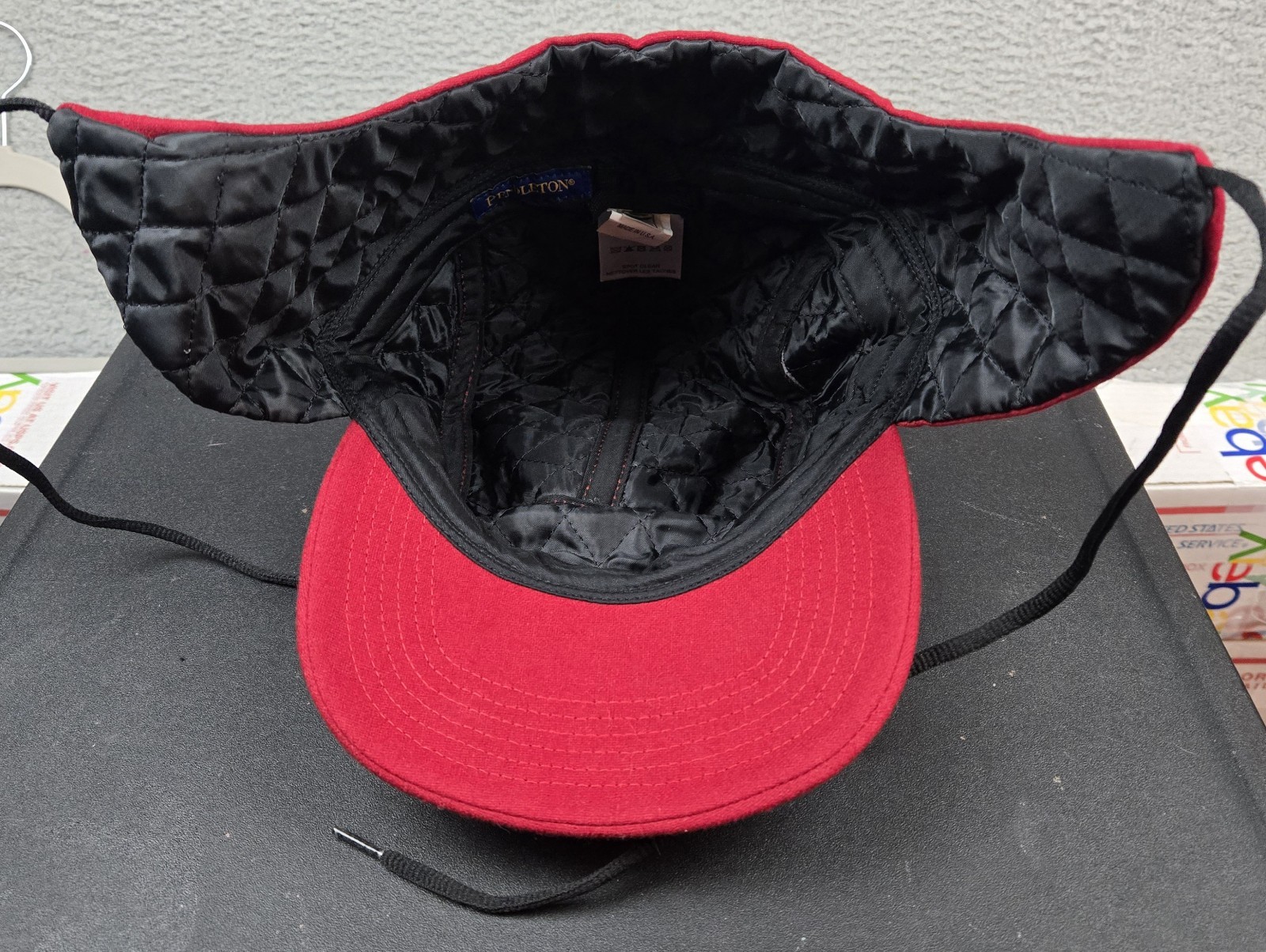 Pendleton Red Wool Trapper Hunting Hat Quilted Li… - image 7