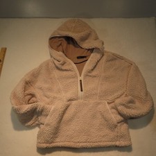 prAna Womens Medium Polar Escape Sherpa Fleece Half Zip Pullover Hoodie Beige
