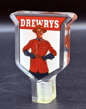Vintage Drewrys Beer Tap Handle Mountie RCMP Clear Acrylic Lucite Breweriana
