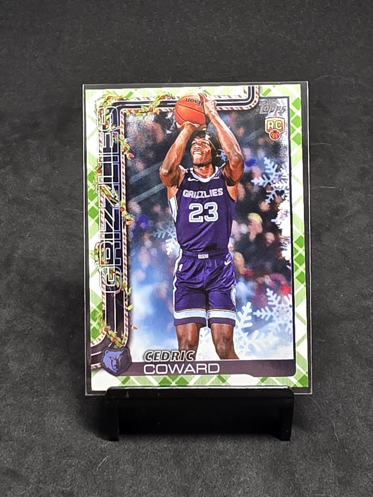 2025 Topps Holiday Cedric Coward Plaid Parallel Rookie Card #H171 Grizzlies