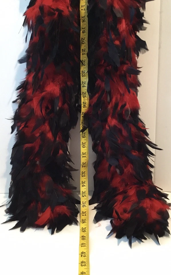 Vintage Red Black Feather Boa 75" Long Flapper Costume - Image 2 of 3