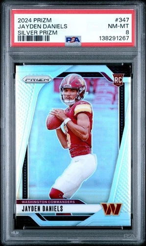 2024 Panini Prizm Jayden Daniels Silver Rookie RC #347 PSA 8 NM-MT