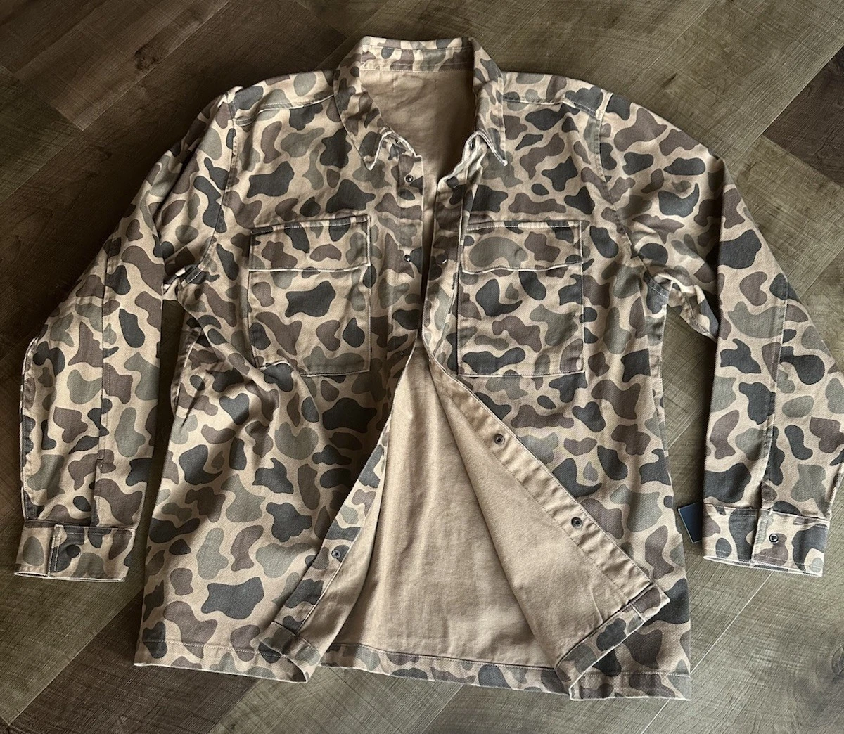 VINTAGE - Canvas Shirt Jacket - XL - Duck Blind Camo - Hunting - Frog Skin