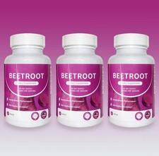 3PCS Rosabella Organic Beet Root 60 Capsules Natural Energy Boost Blood Pressure