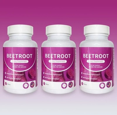 3PCS Rosabella Organic Beet Root 60 Capsules Natural Energy Boost Blood Pressure