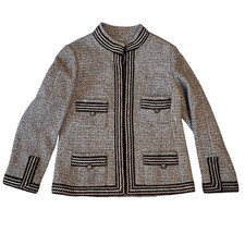 Vintage 1960s Bass New York Beige Wool Tweed Zip Jacket Size M Union Made in USA