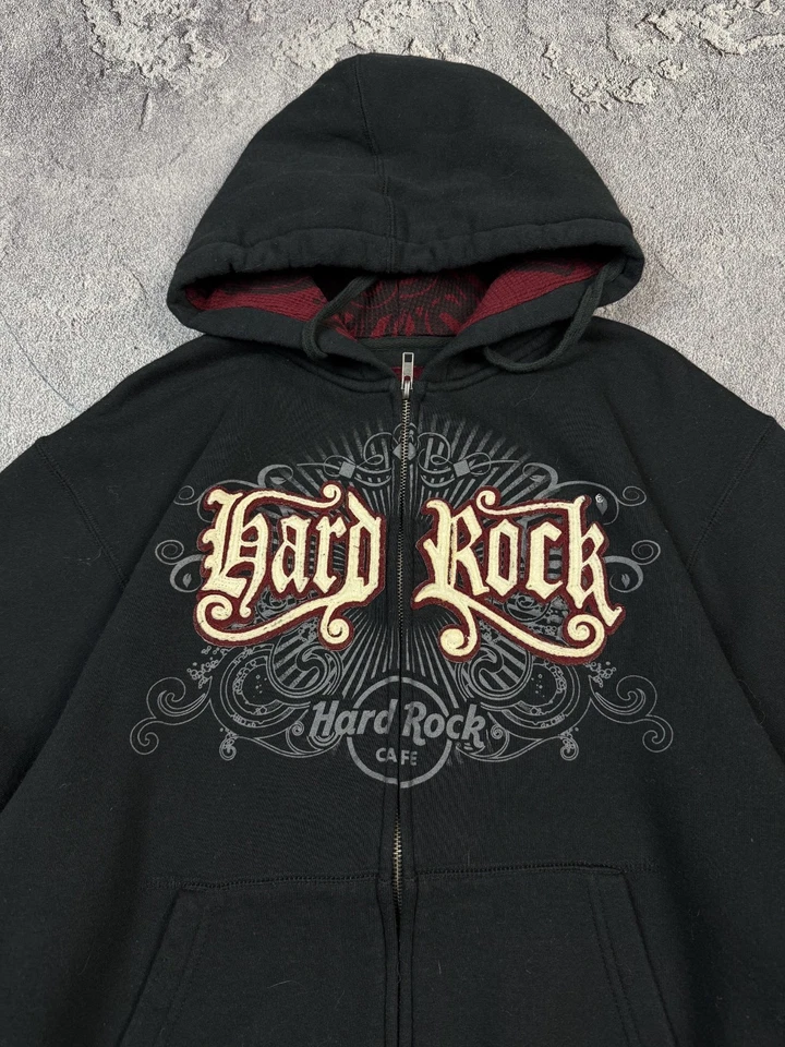 Y2K Hard Rock Café Deletrear Negro Gótico Alt Cremallera Deletrear Logo De Colección Talla S Foto 3 de 4