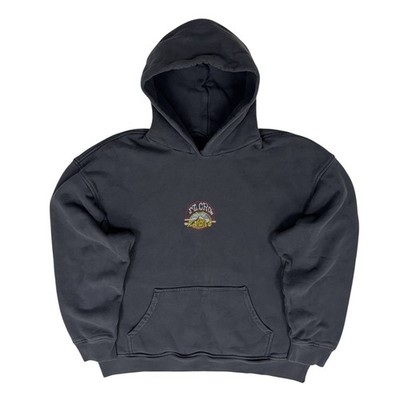 M Crow Tyler Hays Hoodie Mens Medium Black Radio Graphic Sweatshirt USA Vinyl