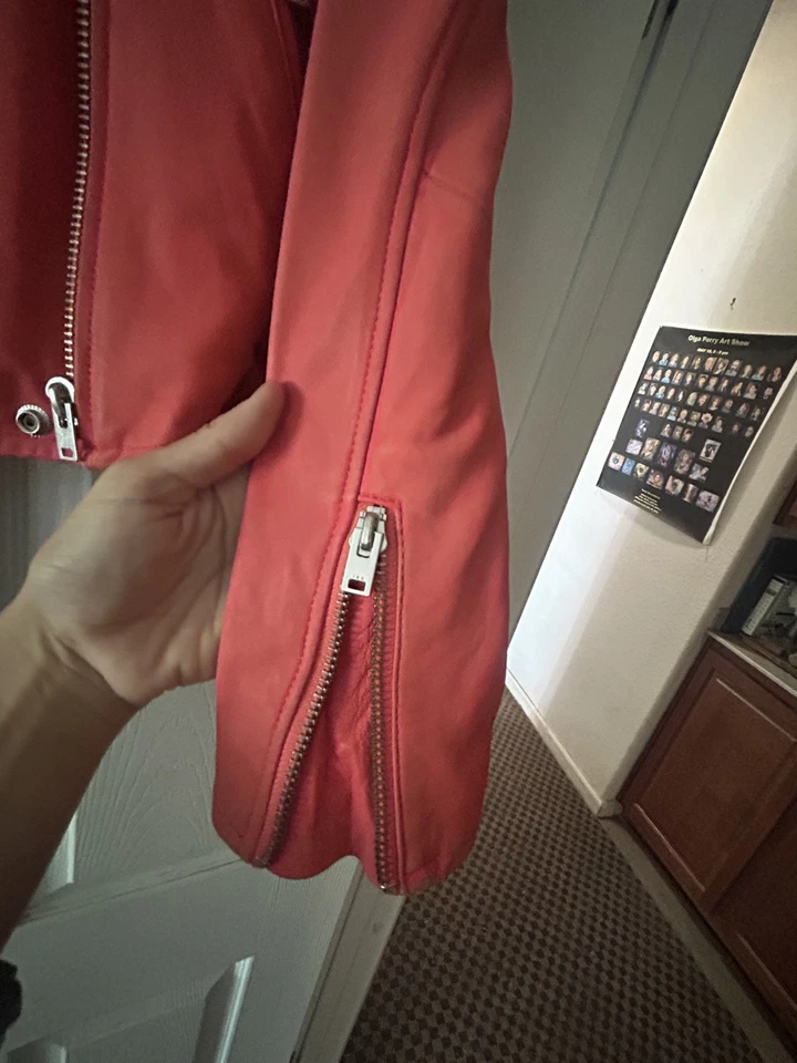 IRO Ashville Leather Jacket in Red Size FR 40  - Image 3 of 4
