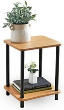 2 Tier Sofa Side Table Wooden Modern End Table Bedside Table Shelving Nightstand