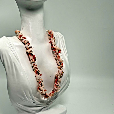 Vintage Halskette Con Muschel Hawaii Boho Natur Rosa Pfirsich 1970'