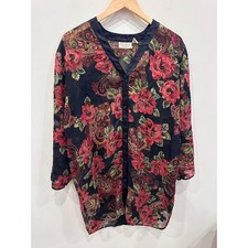 Vintage Victoria's Secret Sheer Floral Paisley Button Front Nightgown M