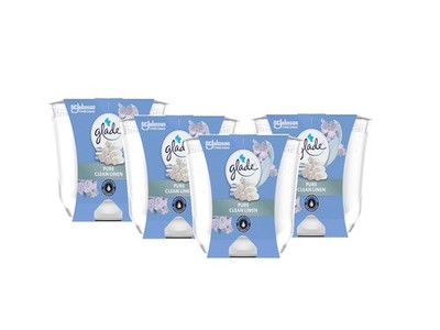 Glade Langanhaltende Duftkerze Clean Linen, 204 g 4er Pack