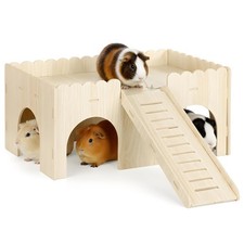 1 Set Guinea Pig Hideout, Upgraded Wooden Pigs Castle with Beige
