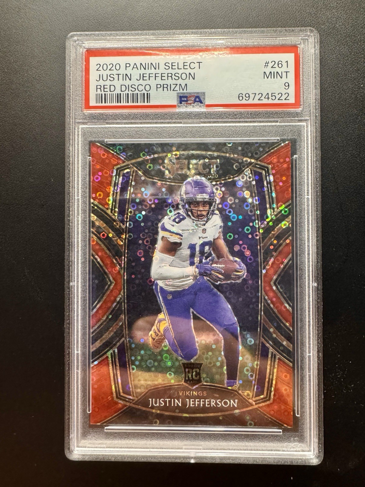 2020 Panini Select - Club Level Justin Jefferson #261 Red Disco Prizm /49 (RC)