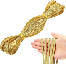 22 Yards 1/4 Inch Width Gold Elastic Band Glitter Metallic Flat Elastic Strap Br