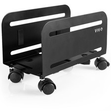 VIVO Black Computer Desktop ATX Case CPU Rolling Stand Adjustable Cart Holder