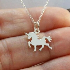 TINY UNICORN NECKLACE 0.5" Stainless Steel Pendant 16" Chain Fairytale Girl New