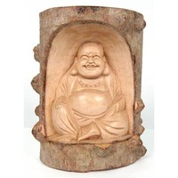 Happy Buddha Trunk Wood Carving Sculpture 20cm Solid Crocodile Wood Hand Carved Happy Buddha Trunk Wood Carving Sculpture 20cm Solid Crocodile Wood Hand Carved