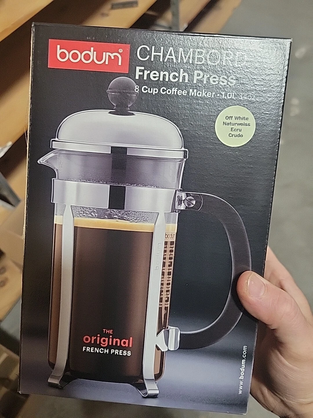Chambord French Press Coffee Maker by Bodum, 34 oz (8 cup) White