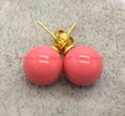 Round Beads Gold Stud Earrings 8/10/12/14mm Natural Multicolor Shell Pearl