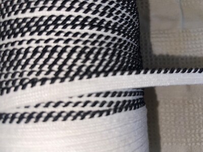 10 yards white black barber pole upholstery non stretch piping 3/8'' wide