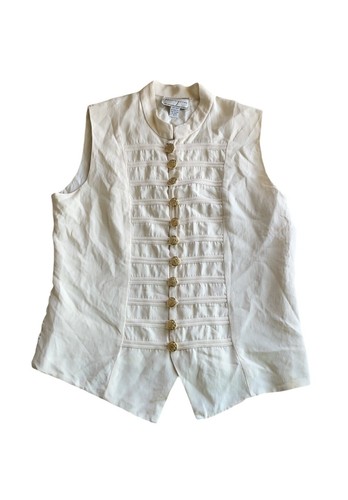 Vintage Spencer Jeremy Ivory 100% Silk Vest Military Style Size Large - Picture 3 of 9