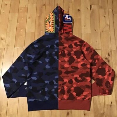 BAPE Shark full zip hoodie Red camo Blue camo A Bathing Ape Size L