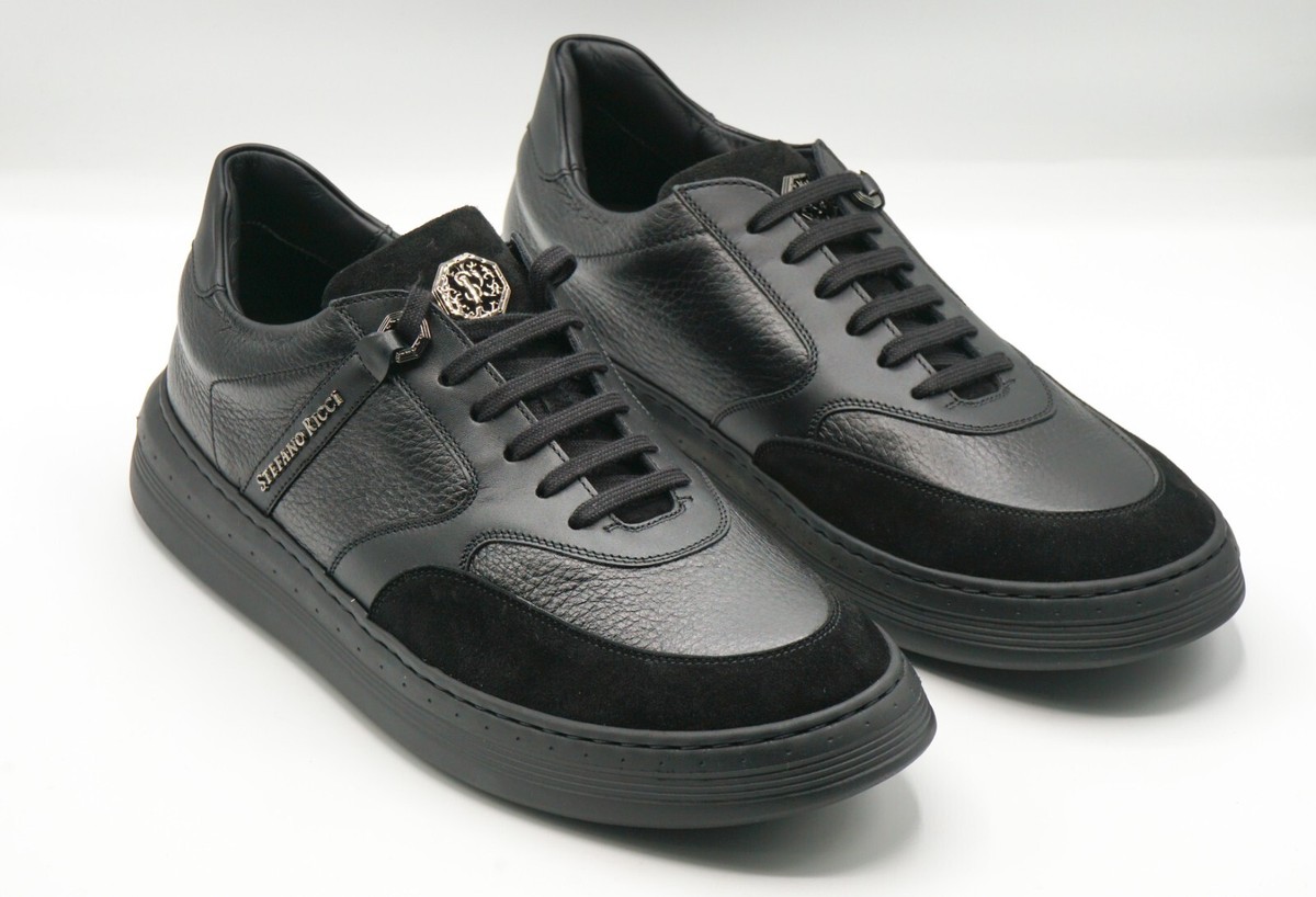NWT STEFANO RICCI Leather Sneakers EAGLE Shoes LOGO Eu 41 Uk Us SR1811