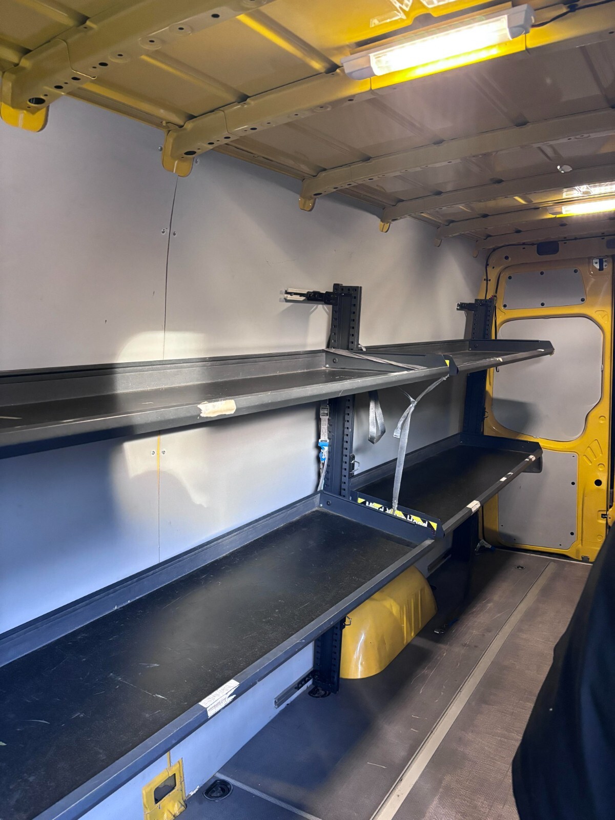 mercedes sprinter LWB Racking folding shelves 2.5 and 3.6 metres in
